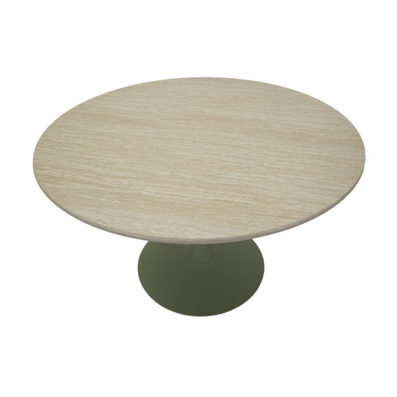 Table à manger moderne Ronde 4 personnes Bois MDF Naturel Métal Vert Stoccolma 