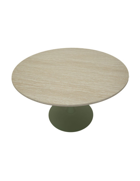 Table à manger moderne Ronde 4 personnes Bois MDF Naturel Métal Vert Stoccolma 
