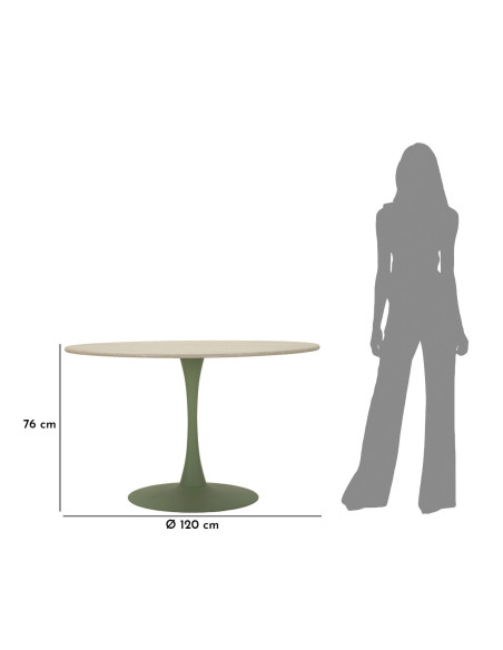 Table à manger moderne Ronde 4 personnes Bois MDF Naturel Métal Vert Stoccolma 