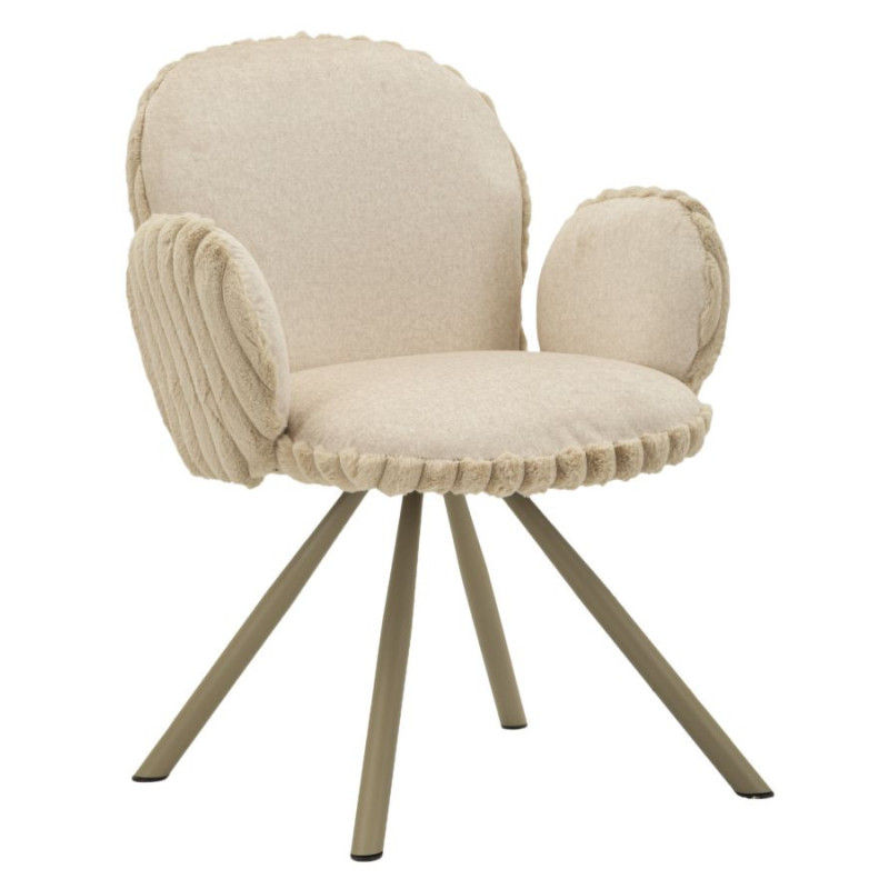 Fauteuil de table moderne chic Velours Vert Côtelé Métal Blanc crème Stoccolma (Lot de 2) 