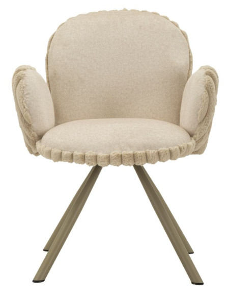 Fauteuil de table moderne chic Velours Vert Côtelé Métal Blanc crème Stoccolma (Lot de 2) 