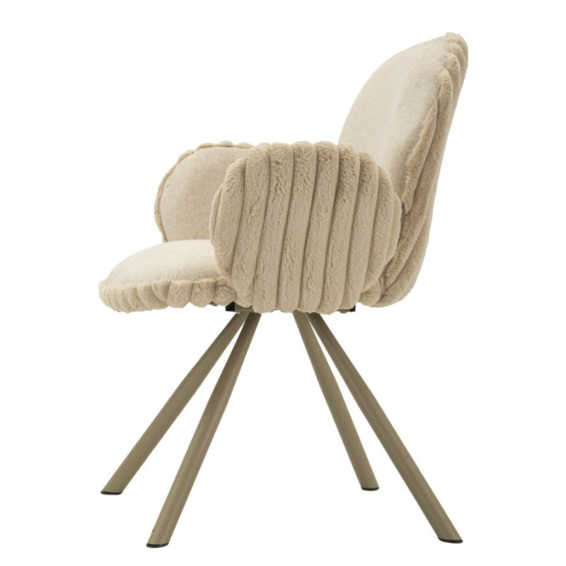 Fauteuil de table moderne chic Velours Vert Côtelé Métal Blanc crème Stoccolma (Lot de 2) 