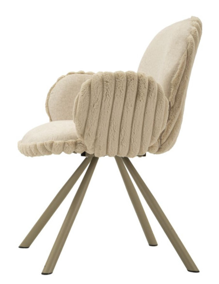 Fauteuil de table moderne chic Velours Vert Côtelé Métal Blanc crème Stoccolma (Lot de 2) 