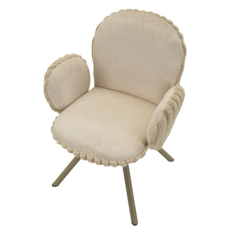 Fauteuil de table moderne chic Velours Vert Côtelé Métal Blanc crème Stoccolma (Lot de 2) 