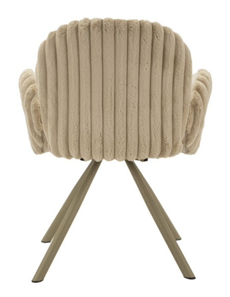 Fauteuil de table moderne chic Velours Vert Côtelé Métal Blanc crème Stoccolma (Lot de 2) 