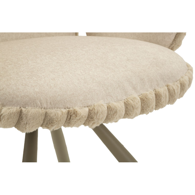 Fauteuil de table moderne chic Velours Vert Côtelé Métal Blanc crème Stoccolma (Lot de 2) 