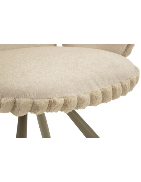 Fauteuil de table moderne chic Velours Vert Côtelé Métal Blanc crème Stoccolma (Lot de 2) 