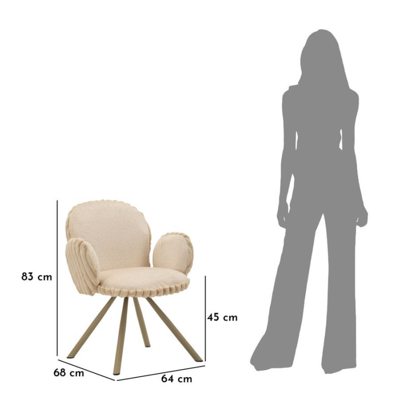 Fauteuil de table moderne chic Velours Vert Côtelé Métal Blanc crème Stoccolma (Lot de 2) 