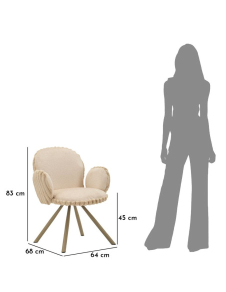 Fauteuil de table moderne chic Velours Vert Côtelé Métal Blanc crème Stoccolma (Lot de 2) 