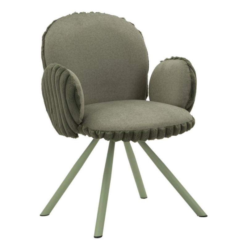 Fauteuil de table moderne chic Velours Vert Côtelé Métal Vert Stoccolma (Lot de 2) 