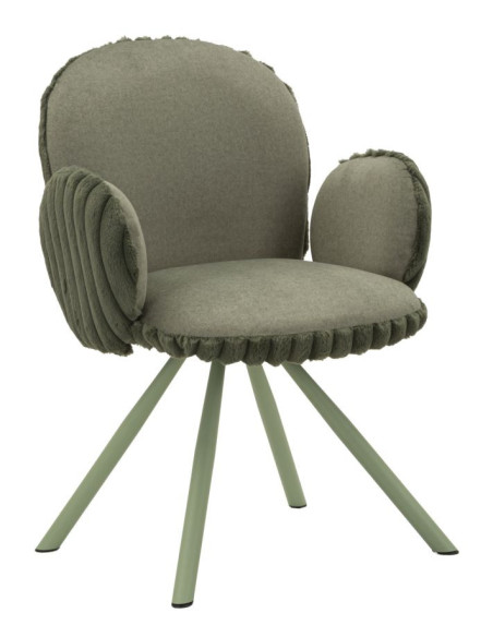 Fauteuil de table moderne chic Velours Vert Côtelé Métal Vert Stoccolma (Lot de 2) 