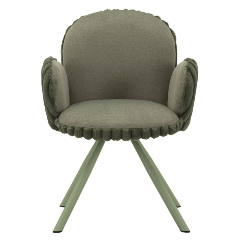 Fauteuil de table moderne chic Velours Vert Côtelé Métal Vert Stoccolma (Lot de 2) 