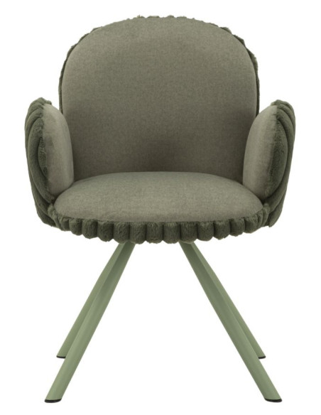 Fauteuil de table moderne chic Velours Vert Côtelé Métal Vert Stoccolma (Lot de 2) 