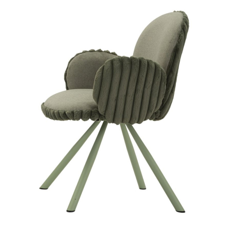 Fauteuil de table moderne chic Velours Vert Côtelé Métal Vert Stoccolma (Lot de 2) 