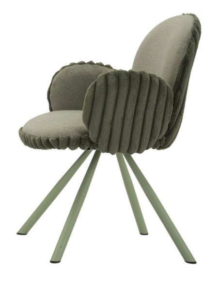 Fauteuil de table moderne chic Velours Vert Côtelé Métal Vert Stoccolma (Lot de 2) 