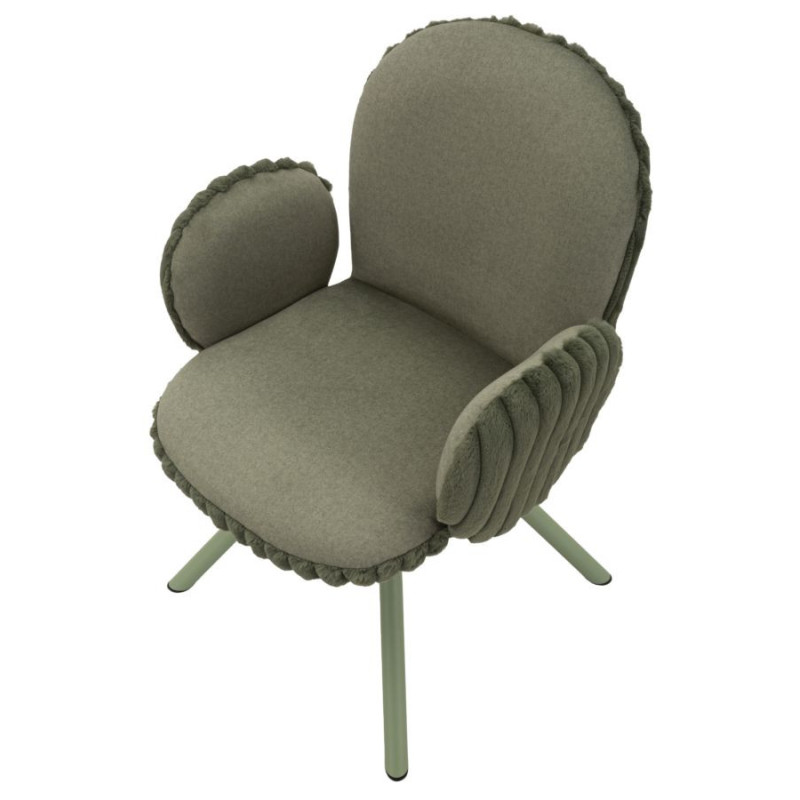 Fauteuil de table moderne chic Velours Vert Côtelé Métal Vert Stoccolma (Lot de 2) 