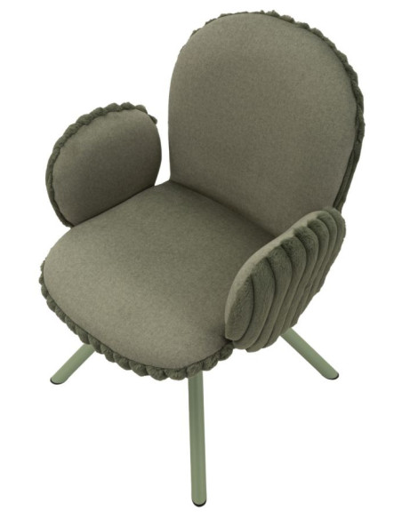 Fauteuil de table moderne chic Velours Vert Côtelé Métal Vert Stoccolma (Lot de 2) 
