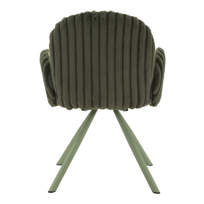 Fauteuil de table moderne chic Velours Vert Côtelé Métal Vert Stoccolma (Lot de 2) 