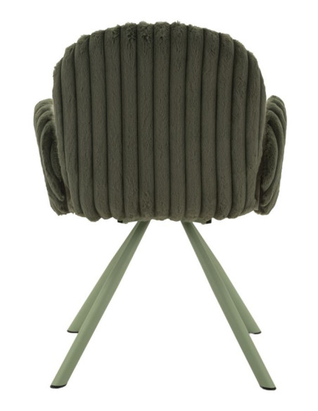 Fauteuil de table moderne chic Velours Vert Côtelé Métal Vert Stoccolma (Lot de 2) 