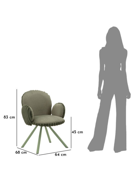 Fauteuil de table moderne chic Velours Vert Côtelé Métal Vert Stoccolma (Lot de 2) 