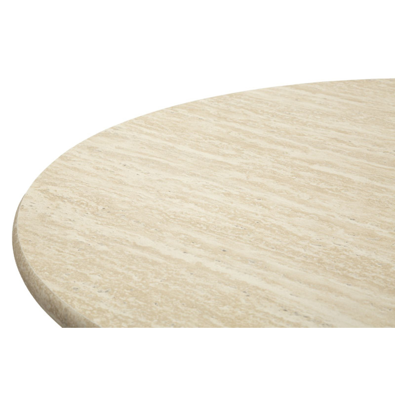 Table de bar haute moderne Ronde 2 personnes Bois MDF Naturel Métal Blanc crème Alaska 
