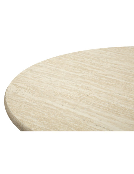 Table de bar haute moderne Ronde 2 personnes Bois MDF Naturel Métal Blanc crème Alaska 