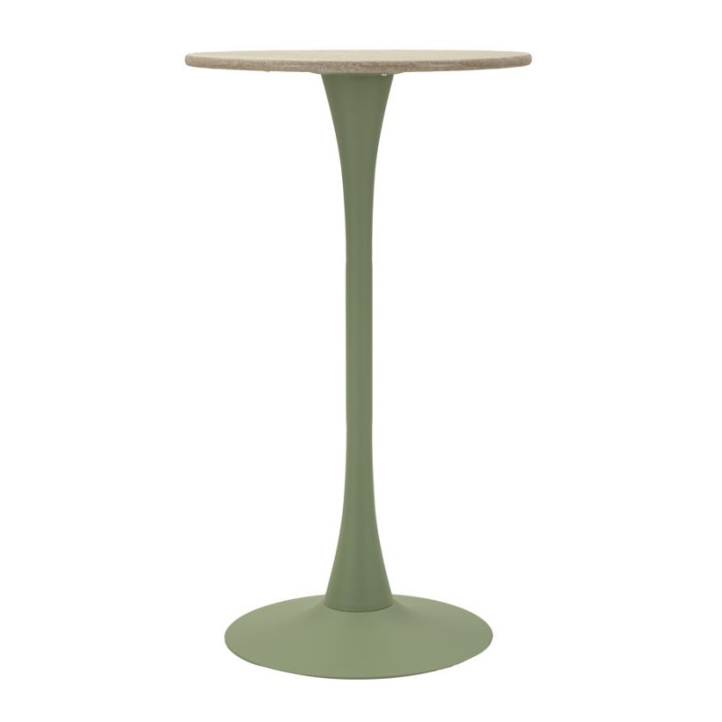 Table de bar haute moderne Ronde 2 personnes Bois MDF Naturel Métal Vert Alaska 