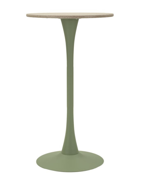 Table de bar haute moderne Ronde 2 personnes Bois MDF Naturel Métal Vert Alaska 