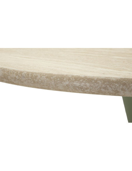 Table de bar haute moderne Ronde 2 personnes Bois MDF Naturel Métal Vert Alaska 
