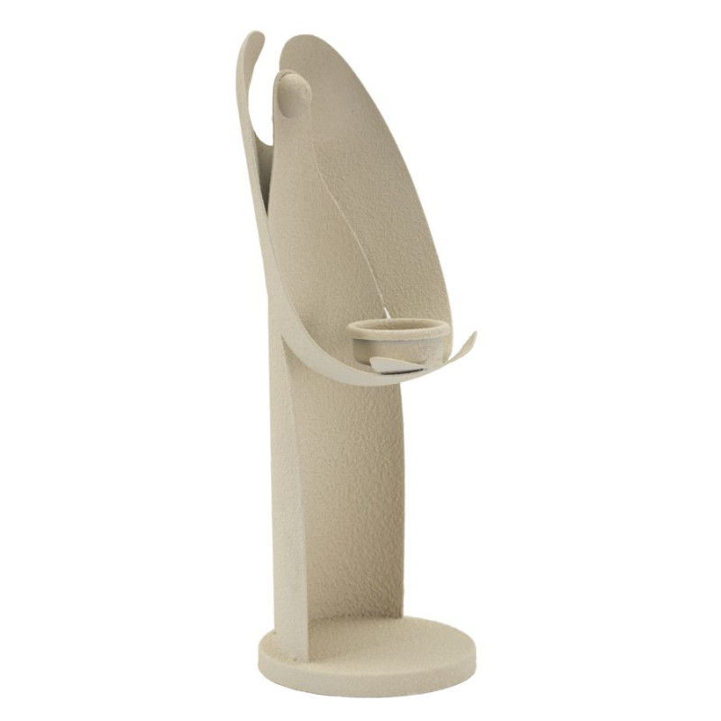 Bougeoir moderne Ange abstrait Hauteur 30 cm Métal Blanc crème Dune 