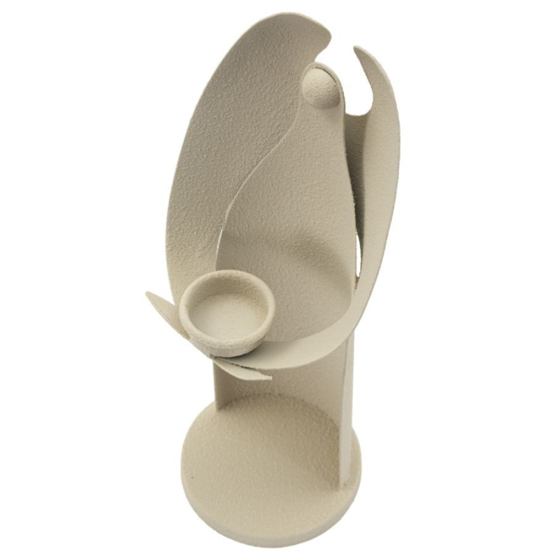 Bougeoir moderne Ange abstrait Hauteur 30 cm Métal Blanc crème Dune 