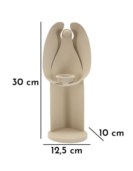 Bougeoir moderne Ange abstrait Hauteur 30 cm Métal Blanc crème Dune 