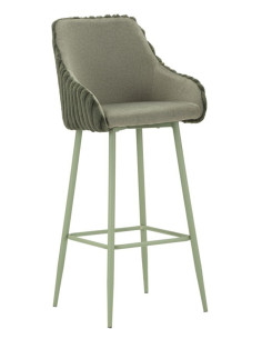 Tabouret de bar moderne chic Velours Côtelé Métal Vert Alaska (Lot de 2) 