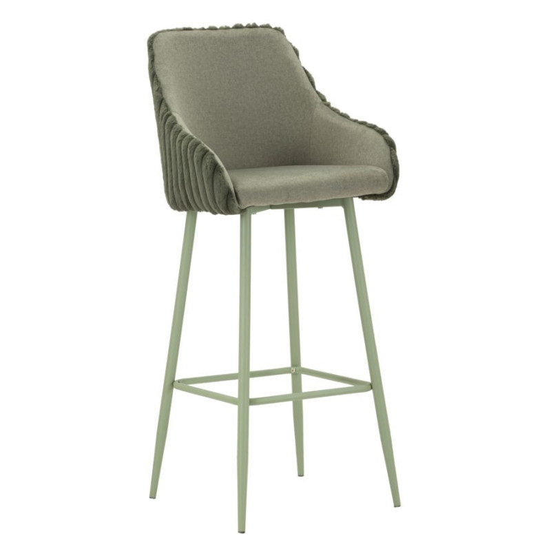 Tabouret de bar moderne chic Velours Côtelé Métal Vert Alaska (Lot de 2) 