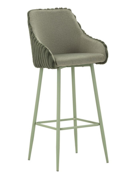 Tabouret de bar moderne chic Velours Côtelé Métal Vert Alaska (Lot de 2) 