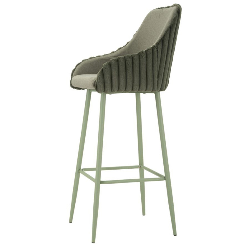Tabouret de bar moderne chic Velours Côtelé Métal Vert Alaska (Lot de 2) 