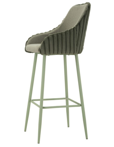 Tabouret de bar moderne chic Velours Côtelé Métal Vert Alaska (Lot de 2) 