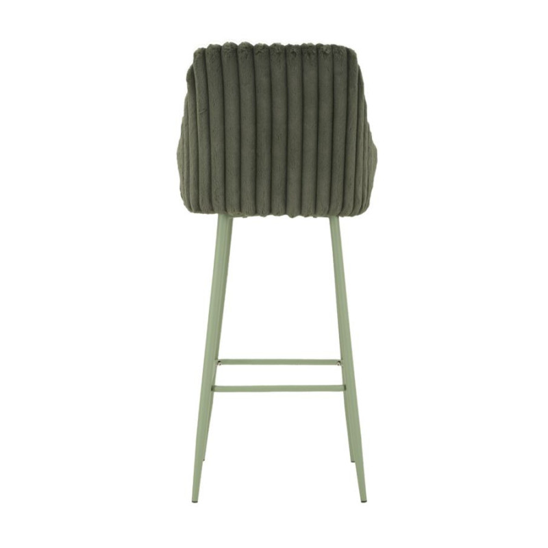 Tabouret de bar moderne chic Velours Côtelé Métal Vert Alaska (Lot de 2) 