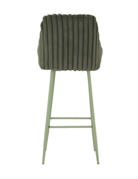 Tabouret de bar moderne chic Velours Côtelé Métal Vert Alaska (Lot de 2) 