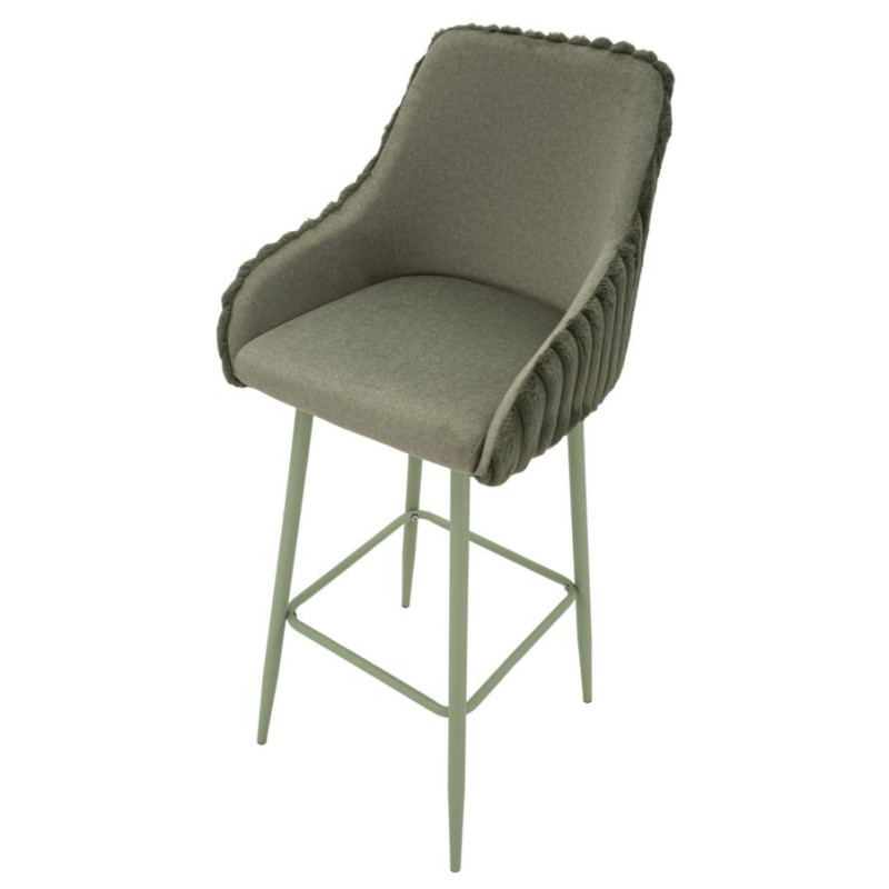 Tabouret de bar moderne chic Velours Côtelé Métal Vert Alaska (Lot de 2) 