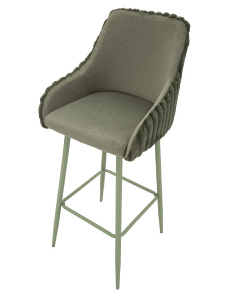 Tabouret de bar moderne chic Velours Côtelé Métal Vert Alaska (Lot de 2) 