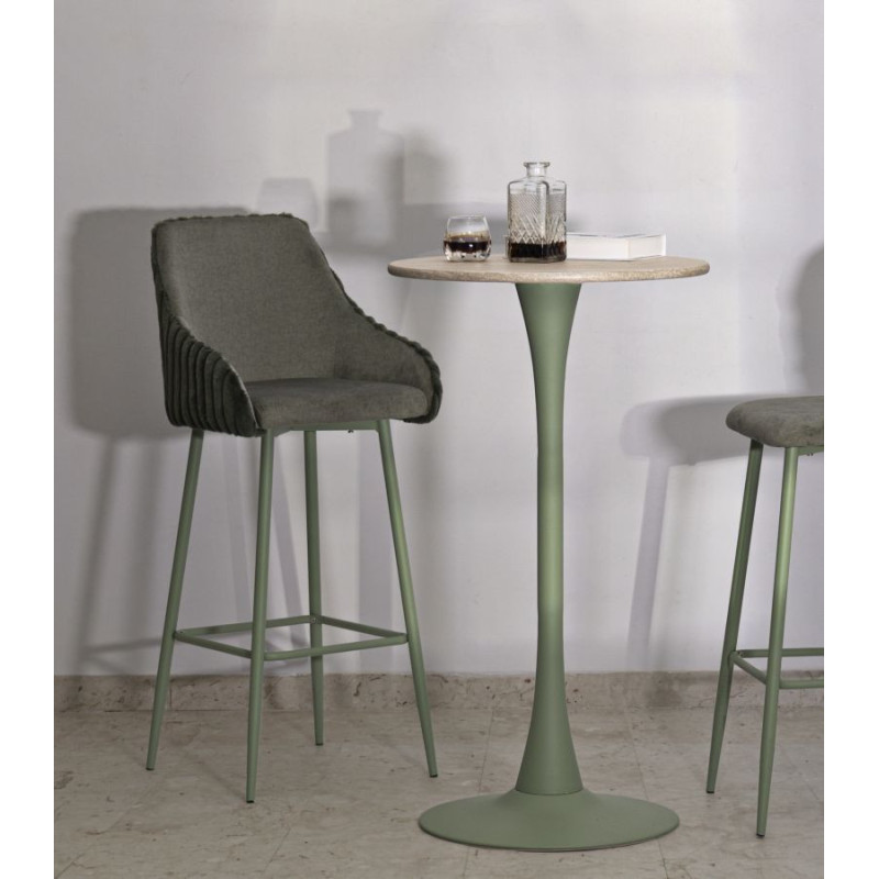 Tabouret de bar moderne chic Velours Côtelé Métal Vert Alaska (Lot de 2) 
