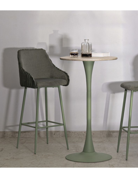 Tabouret de bar moderne chic Velours Côtelé Métal Vert Alaska (Lot de 2) 