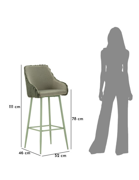 Tabouret de bar moderne chic Velours Côtelé Métal Vert Alaska (Lot de 2) 