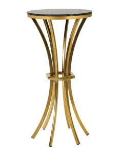 Sellette haute moderne chic Ronde Hauteur 81 cm Verre Noir Métal Doré Shanty 