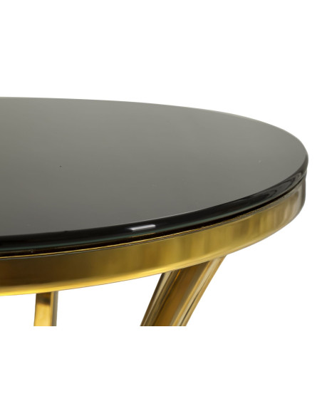 Sellette haute moderne chic Ronde Hauteur 81 cm Verre Noir Métal Doré Shanty 