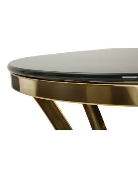 Sellette haute moderne chic Ronde Hauteur 81 cm Verre Noir Métal Doré Shanty 