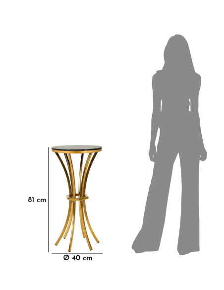 Sellette haute moderne chic Ronde Hauteur 81 cm Verre Noir Métal Doré Shanty 