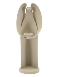 Grand Bougeoir moderne Ange abstrait Hauteur 37 cm Métal Blanc crème Dune 
