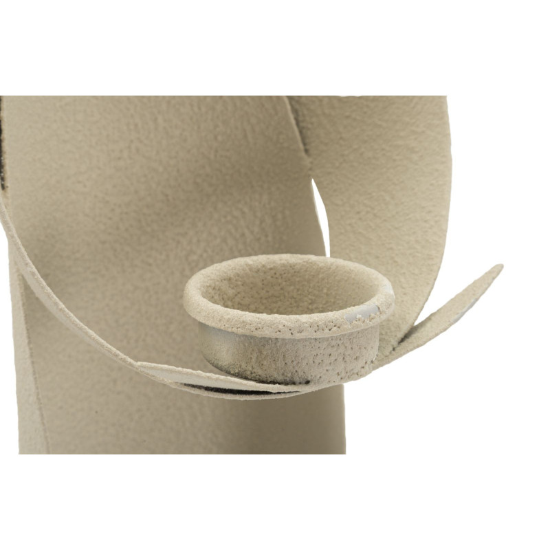 Grand Bougeoir moderne Ange abstrait Hauteur 37 cm Métal Blanc crème Dune 